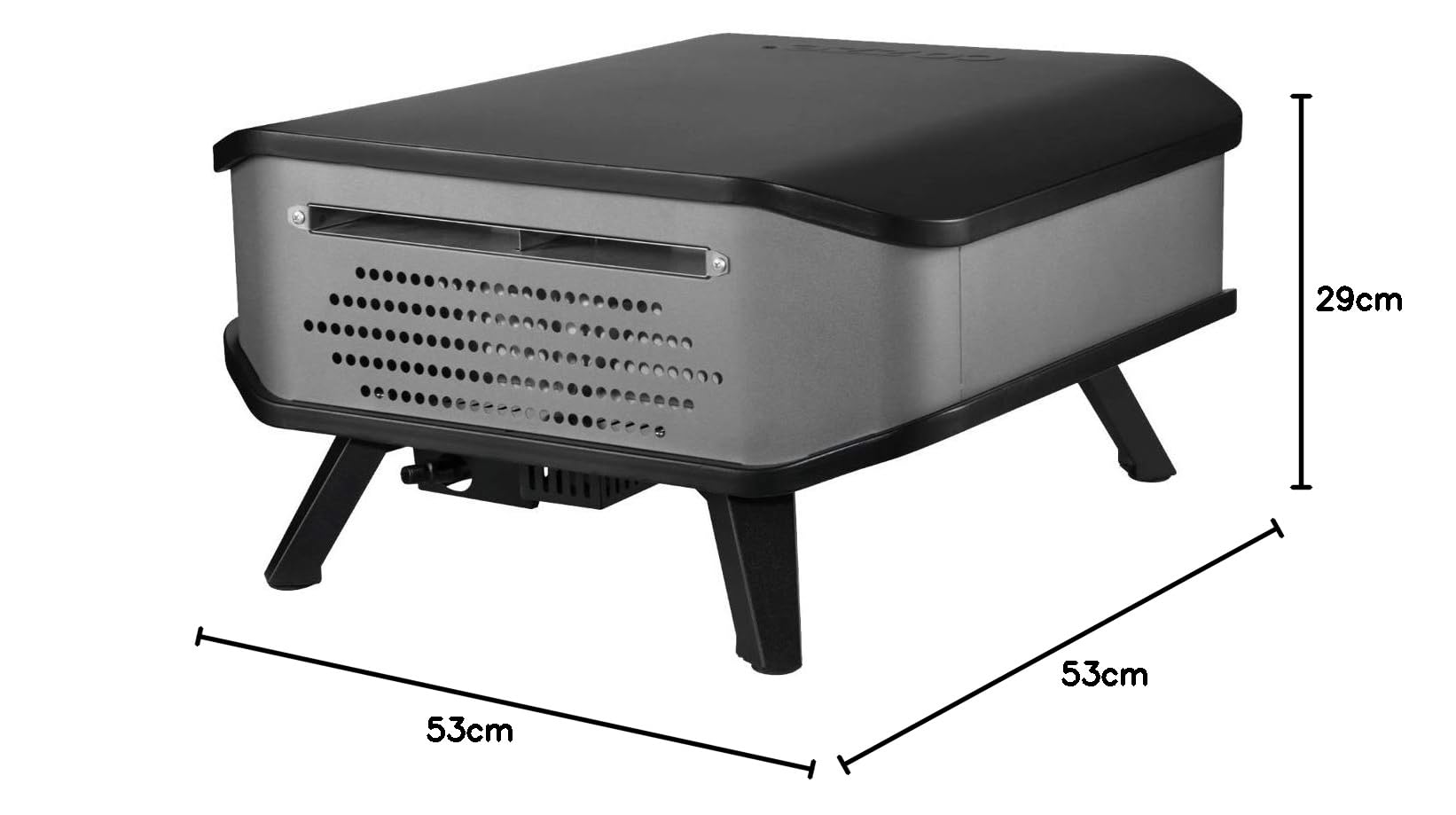 cozze® Gas Pizza Ofen | mobiler Pizzaofen | Pizzastein Gasgrill bis 400°Grad regelbar | mit 34x34 cm Pizzastein | Tragbar für Terrasse und Balkon | Schwarz, Test "SEHR GUT"