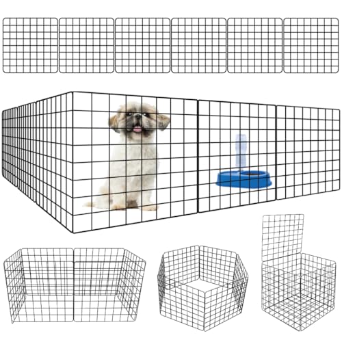 Cercado Para Cachorros Com 12 Modulos Tela De Protecao Para Pet 40x40cm Aco Reforcado Ajustavel Portao Grade Para Cachorros(12,PRETO)