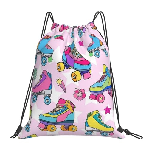 Zaino con coulisse e pattini a rotelle, resistente all'acqua, per donne e uomini, per sport e palestra