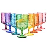 KX-WARE Iceberg Acrylic All-Purpose Wine Glasses, 12-ounce Plastic Stem Wine Glasses, set of 8 Multicolor