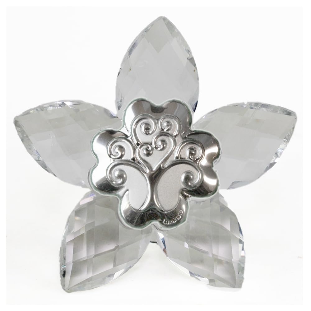DLM 30629 (Kit 12 Pezzi) Icona Fiore in Cristallo con Quadrifoglio Albero della Vita Matrimonio Battesimo Comunione bomboniera