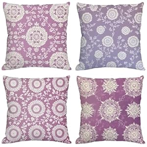 Lezewege Kissenbezug 40x40 cm 4 Stück Rosa Blumenmuster