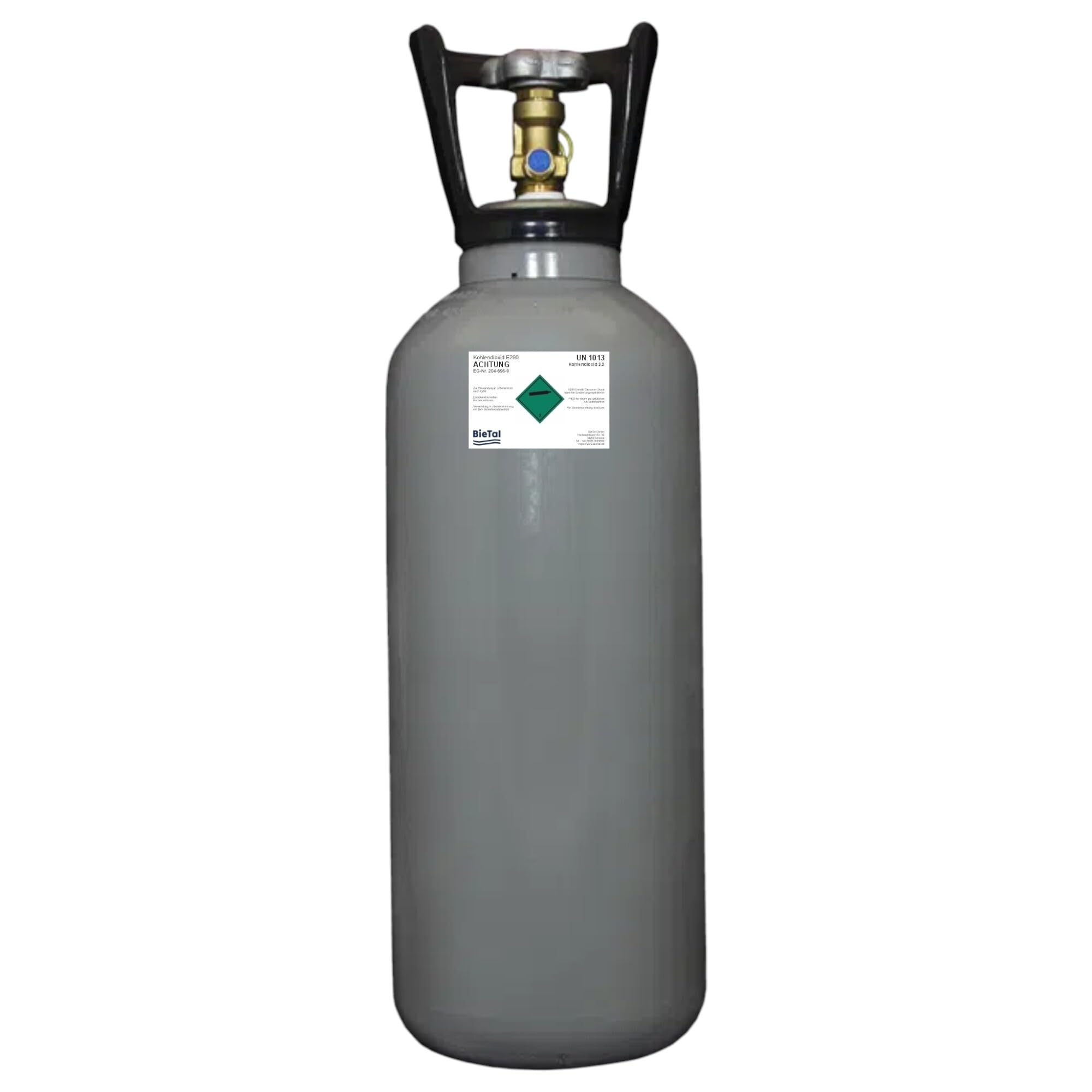 BieTal® Kohlensäureflasche 6 kg – Mehrweg-CO2 mit Lebensmittelqualität (E290), W21,8x1/14 Zoll, TÜV-zertifiziert