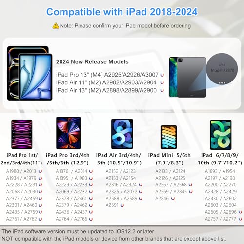  Bluetooth-Magnet-Stift für iPad 2018-2024, Neigungssensitivität und Palm-Rejection, 13''/12,9''/11''/M4, Pro 10/9/8/7/6