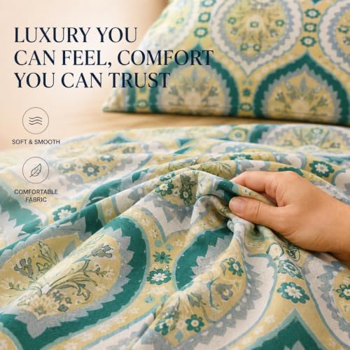 Image of BSB HOME 240 TC Premium Single Bed Bedsheet, Soft Floral Printed Bed Sheet, Elegant Cotton-Look Bedding with Stylish Floral Pattern Bedsheet for Bedroom, 60 x 90 Inches (152 x 229 cm) - Sage Green
