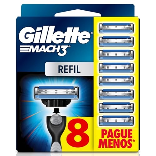 Gillette Mach3 - Carga para Aparelho de Barbear, Leve 8 Pague 6 (o pacote pode variar)