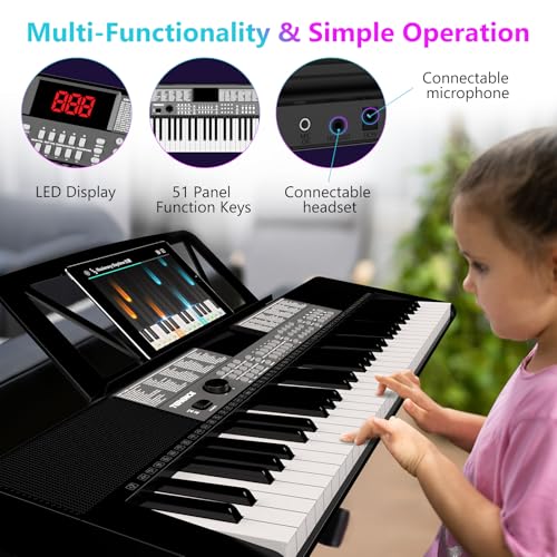TERENCE Piano Numérique 61 Touches Double Haut-parleur HiFi Clavier Piano avec 51 Touches de Fonction Affichage LED Double Clavier 2 Options d’alimentation Support pour Casque et Microphone - Les Beatles, Paul McCartney, John Lennon, RIngo Starr, George Harrison TERENCE Piano Numérique 61 Touches Double Haut-parleur HiFi Clavier Piano avec 51 Touches de Fonction Affichage LED Double Clavier 2 Options d'alimentation Support pour Casque et Microphone – Image 4