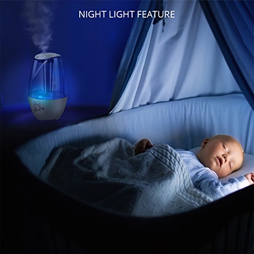 GENIANI Ultrasonic Cool Mist Humidifier - Best Air Humidifiers for Bedroom/Living Room/Baby with Night Light - Whole House Solution, Large Water Tank, Auto Shut Off and Filter-Free (4L)