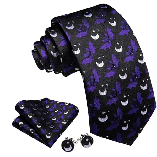 Image of Barry.Wang Man Tie Sets Skull Ties Animal Extra Long Necktie Silk Woven Handkerchief Cufflinks Festival Party Gift