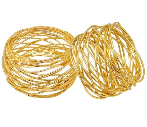 Image of SKAVIJ Handmade Twisted Wire Mesh Napkin Rings Holders Decor Dinner Party Wedding Thanksgiving Christmas Gathering (Gold 10pcs)