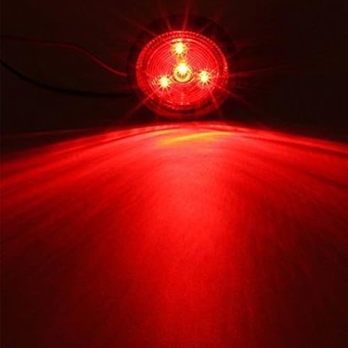 Miniatura 6 de NEW SUN Paquete de 4 luces LED marcadoras de remolque de 2.5 pulgadas, ámbar y rojo, impermeables con diseño reflejo redondo, 4 diodos, ojales de 12