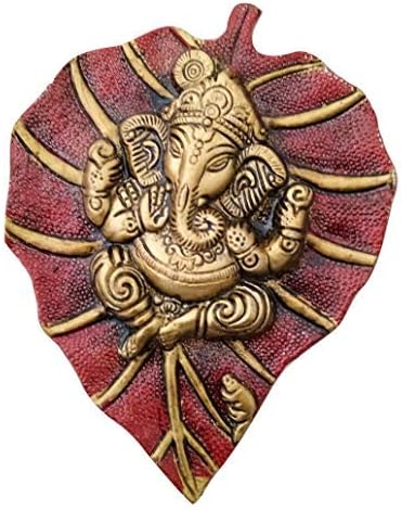 Trendy Crafts Metal Ganesha On Leaf, Wall Hanging Article for Wall Decor Room Decor, Best for Housewarming Wedding Gifts