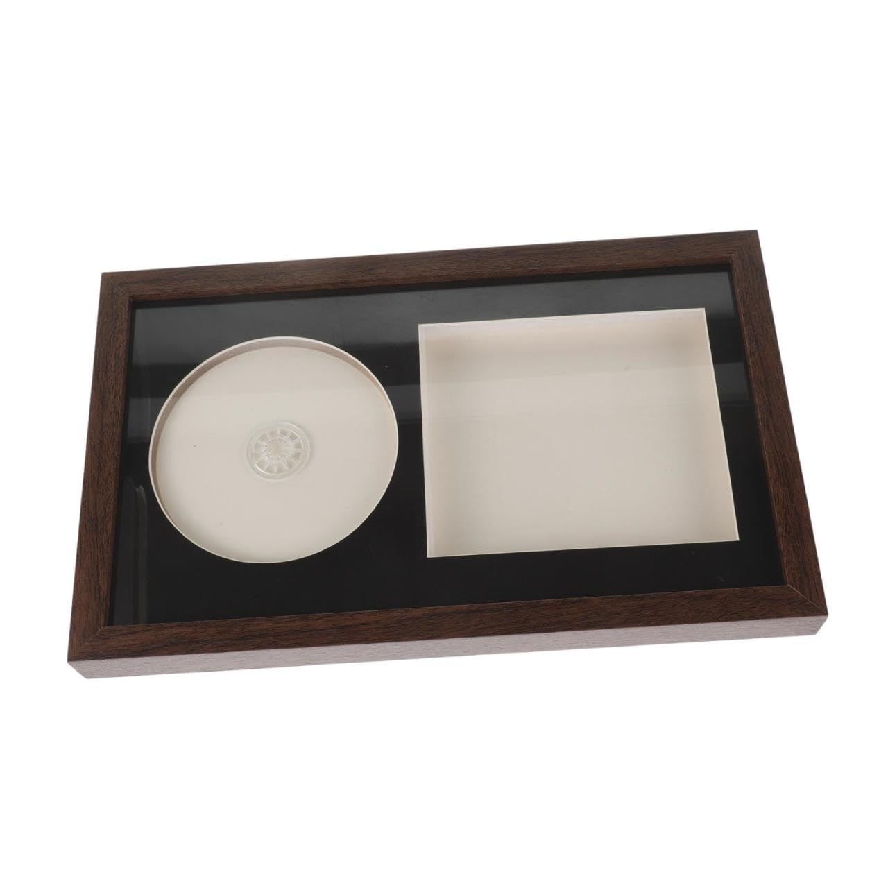 NUOBESTY Cornice Espositiva in Legno per Vinili e CD Design 3d Cavo, Soluzione Salvaspazio per Parete o Scrivania per Collezioni Musicali e Album