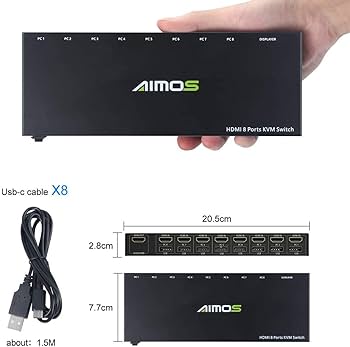 CKL HDMI KVM Switch 8 Port 4K 30Hz With USB 2.0 HUB And Cables 9138H-1