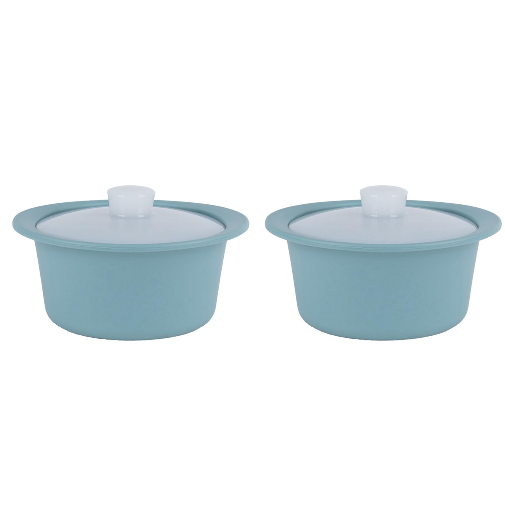 Aundhegrtt 2X Silicone Microwave Steamer Pot with Handle & Lid-Grade Steamer Bowl, Heat- Cooker, Dishwasher Safe Blue