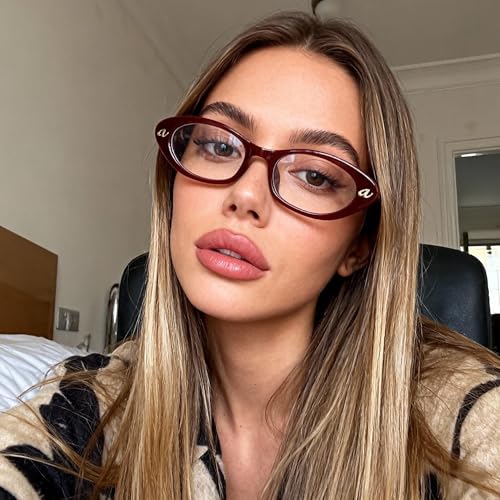 Image of boten Cat Eye Blue Light Blocking Glasses for Women Men Small Oval Eyeglasses Anti Glare Nerd Eyewear