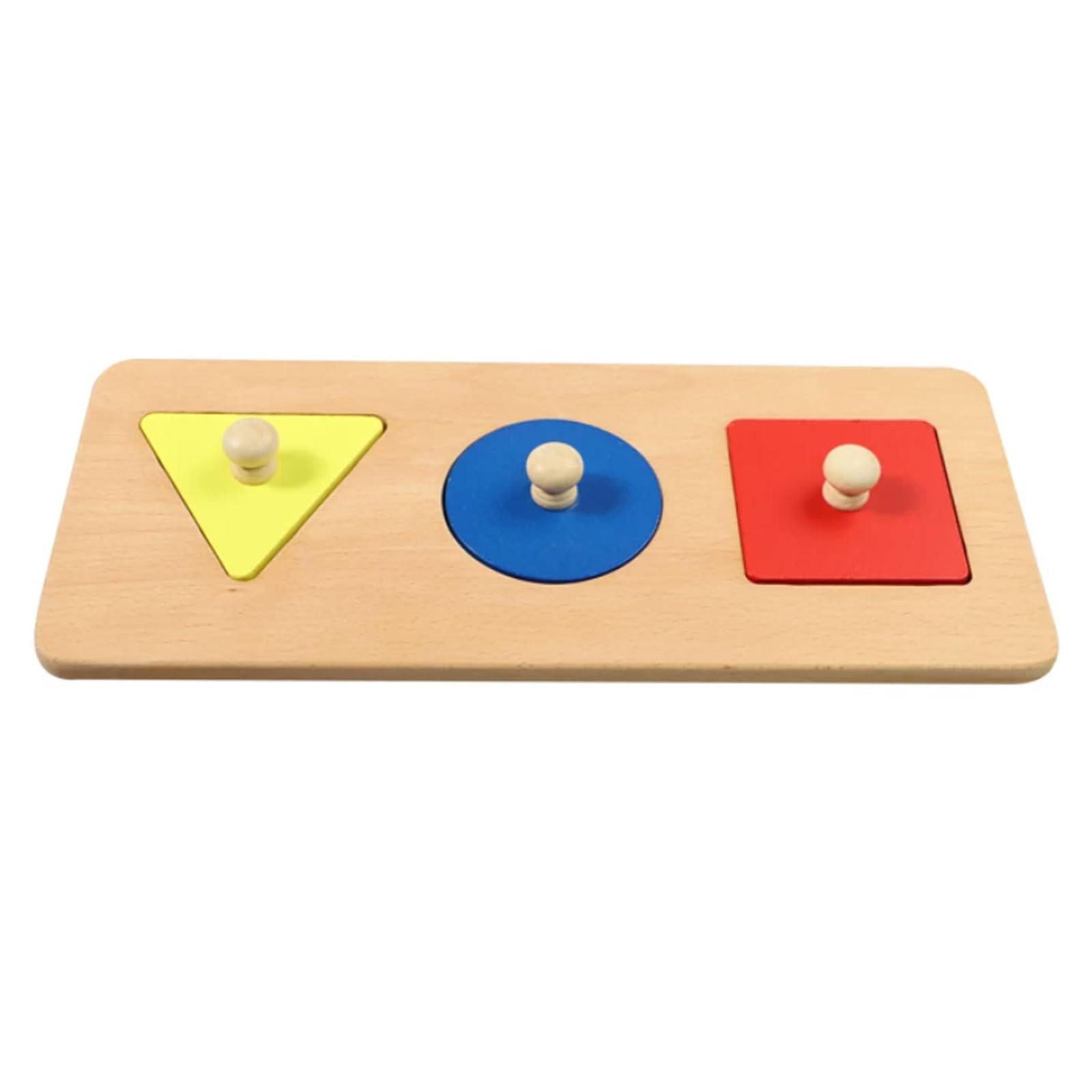 ttnmrc Montessori Knobbed Shape Puzzles | Wooden Sensory Geometric Board | Toddler Fine Motor Toy,Basic shape