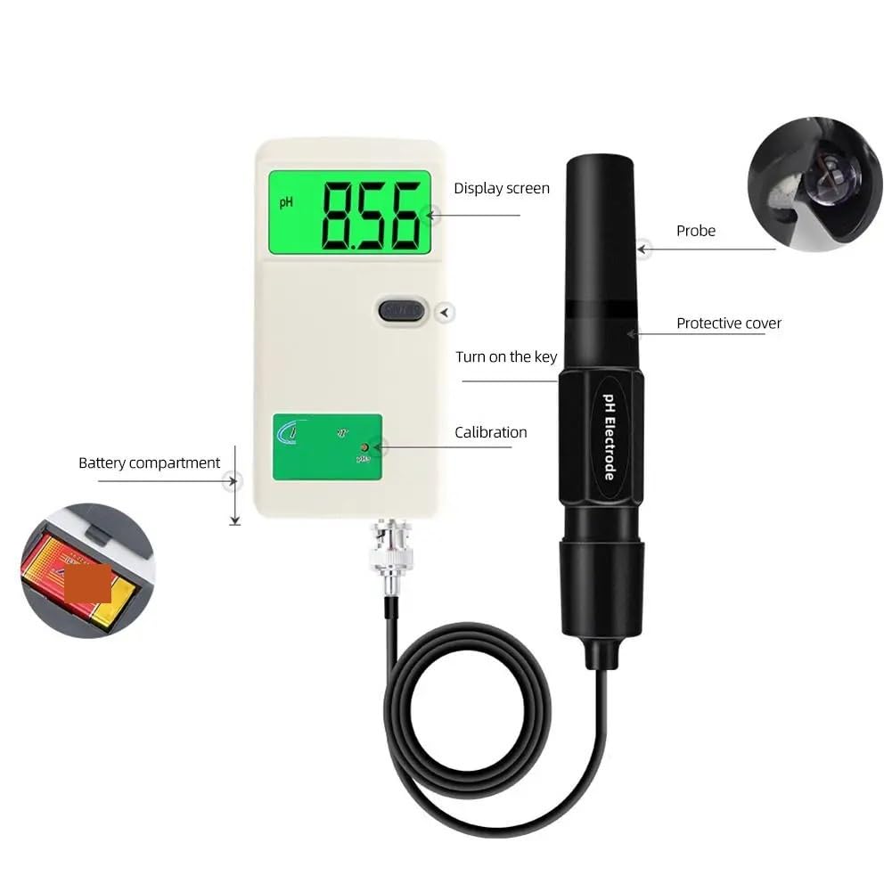 0.1 High Precision PH Meter PH Tester Water Quality Monitor Tester for Laboratory Drinking Water Hydroponics Aquarium