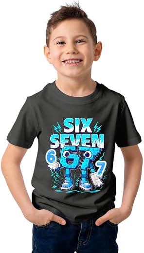 Pranawan Clothing SIX Seven Trend Kids T-Shirt – Soft 100% Cotton Graphic Tee for Boys &amp; Girls, Casual Everyday Wear (Size...