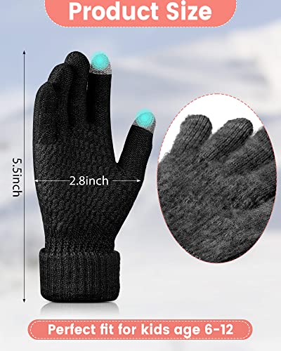 6 Pairs Kids Winter Touchscreen Gloves Fleece Lined Texting Warm Gloves Elastic Cuff Knitted Anti Slip Gloves for Girls2