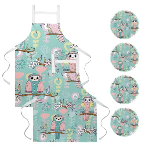 Tablier de serveuse imprimé hibou parfait pour le service en restaurant et bar