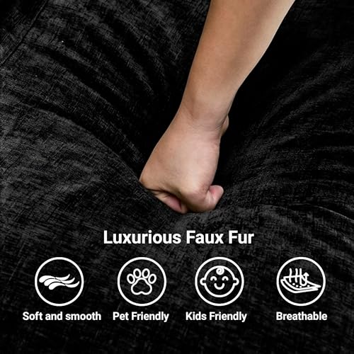 Image of Claiks 123 inch Modular Boneless Couch, L Shaped Couch for Living Room, Modern Deep Seat Sofa 3 Seater Chenille Fabric Comfy Cloud Couches with Movable Ottoman, Black