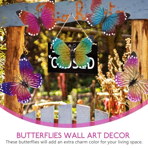 Mariposas de hierro para jardín Adornos de metal de 5 piezas para decoración exterior e interior 3