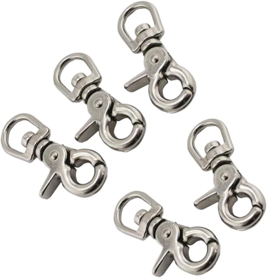 5PCS Trigger Clip Hook Stainless Steel 316 Swivel Spring Eye Snap 65mm for Keychains, Key Ring