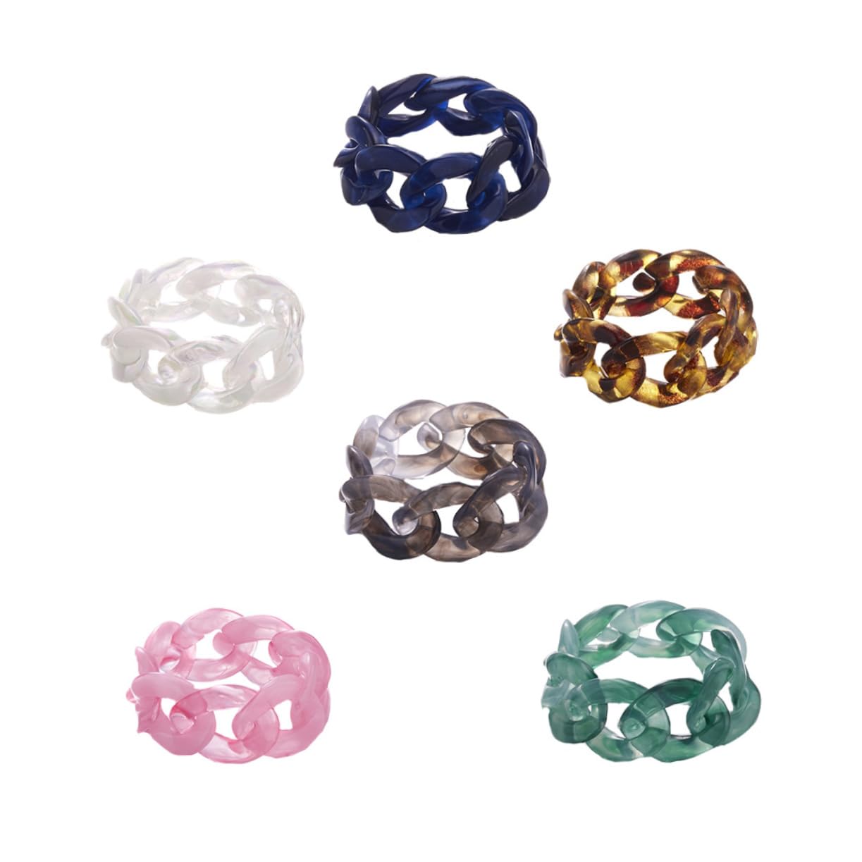 Healvian 6pcs Resin Rings Jewelry for Festival Parties Daily Wear and Unique Craft Resin Jewelry Random Color
