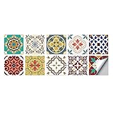 10 Pièces15x15cm Stickers Carrelage Auto adhésif Imperméable en PVC Design de Carreaux de Ciment Autocollant Mural Décoratif pourstickers marche escalier stickers muraux pas cher