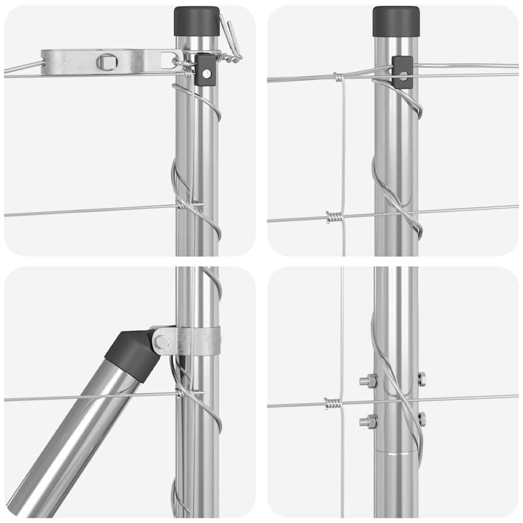 Poste de valla galvanizado, 50 x 1 m, acero galvanizado, para jardín y terraza