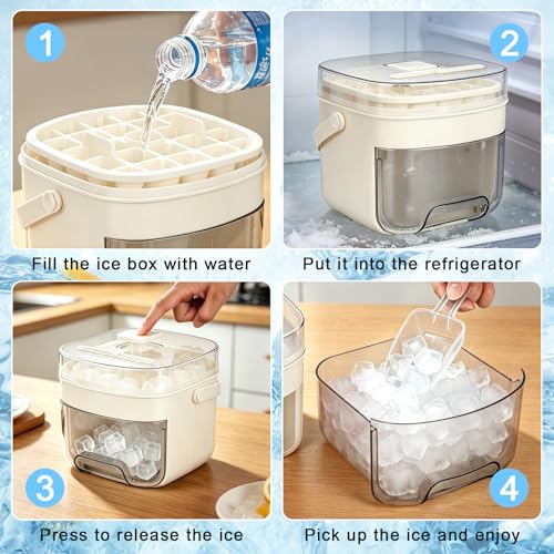 Ice Cube Maker, Ice Maker Machine Counter Top, 48 Ice Cube Ice Machine with Ice Scoop & Basket, Release All Ice Cubes in One Second, Ice Cube Tray for Whiskey, Cocktail, Coffee Drinks, Beer - Image 4