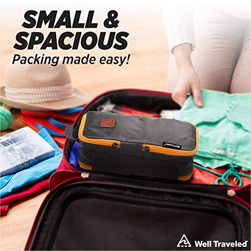 Well Traveled Toiletry Bag for Makeup, Shaving Kit, Cosmetics, Electronics Case for Men, Women (Fire)4