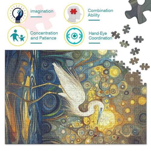 Art Abstrait héron 1000 Pièces Adultes De Puzzle Adultes De Puzzle Décoration D Intérieur Jeu De Créatif Classiques pour Créatif 70x50cm/1000pcs – vue 4