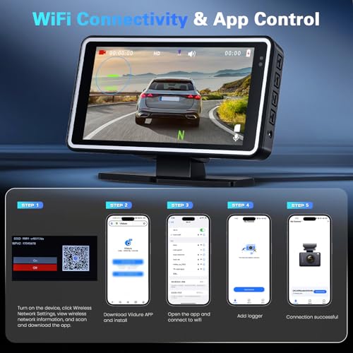 Dash Cam 1080P WiFi avec enregistrement en boucle et capteur G-Sensor