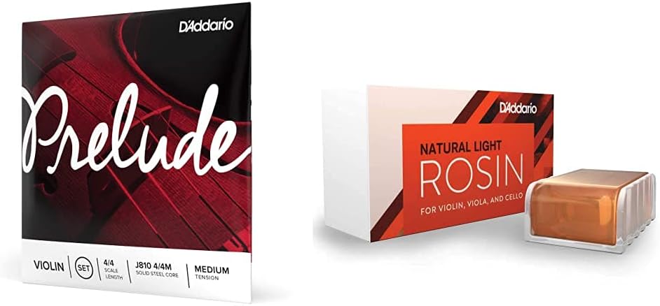 J810 4/4M Prelude 4/4 Scale Medium Tension Violin String Set & VR200 Rosin Light