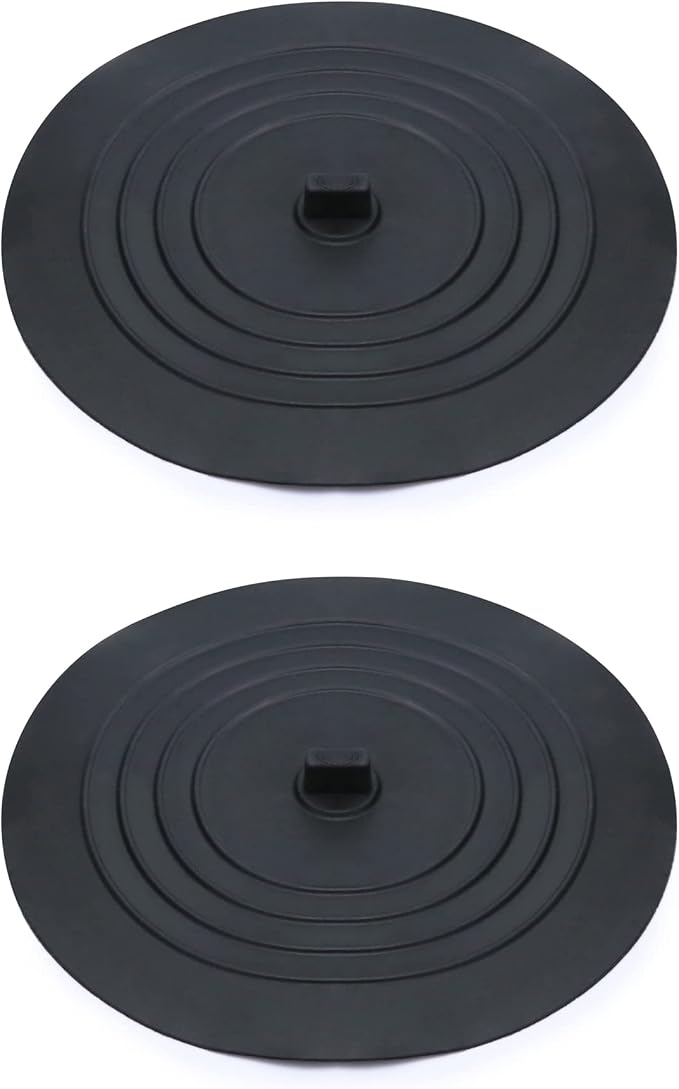 Lot de 2 Bouchon Noir de Vidange en Silicone Baignoire Bouchon 15cm Bouchon Evier pour Salle de Bain Cuisine