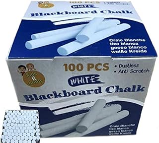 Kids B Crafty 2 X 100 Boxes Of Economy Blackboard Chalk - White Chalk Sticks - Pubs, Clubs, Signs, Darts, Teacher, Kitchen, Chalkboard Easel, Garden Pots, School, Bowls Club, Slate.
