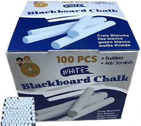 Kids B Crafty 2 X 100 Boxes Of Economy Blackboard Chalk - White Chalk Sticks - Pubs, Clubs, Signs, Darts, Teacher, Kitchen, Chalkboard Easel, Garden Pots, School, Bowls Club, Slate.