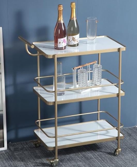 Storage Trolley Rolling Cart Utility Cart 3 Tier Metal Trolley With Wheels Mobile Rolling Cart Catering Cart Servicer Snack Cart Tea Kitchen Storage Cart Kitchen Storage Cart Rolling Storage Cart-VCnMLx5y