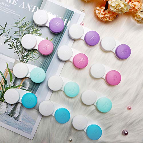 image for QVVQ 12PCS Contact Lens Case, Colorful Contact Lens Box Left/Right Eye