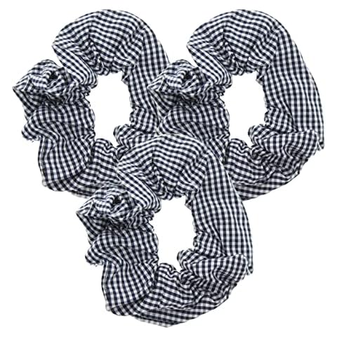 Topkids Accessories Navy Blue Gingham Scrunchie Set Cover