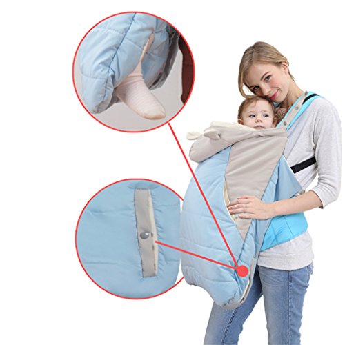 Babydrage overtrek winddicht waterdichte winter overtrek voor draagstoel met capuchon blauw 2 - Image 6