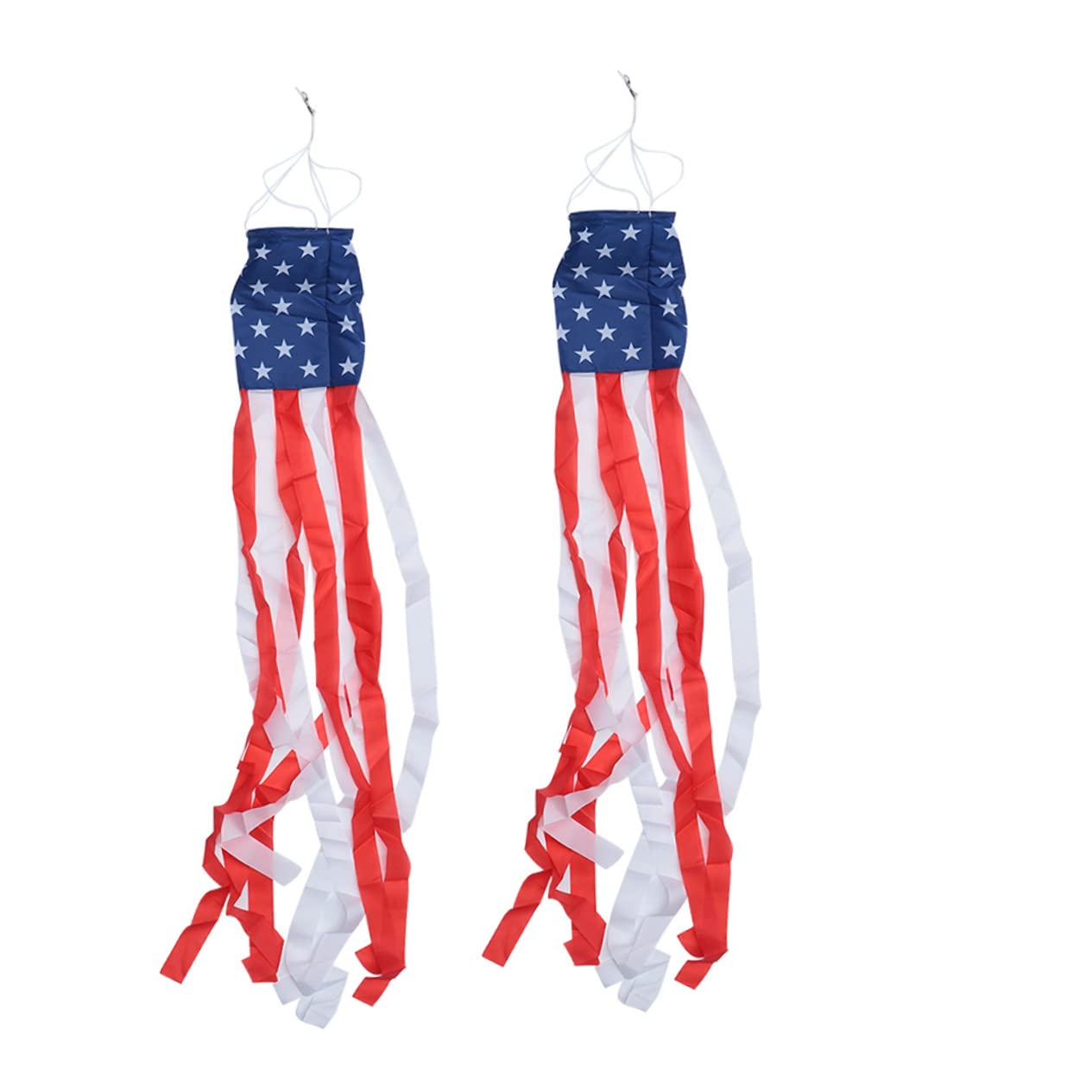 HEMOTON 2pcs American Flag Windsocks Stars Stripes Wind Socks Usa Patriotic Party Decor for Independence Day Garden Festival Windsocks