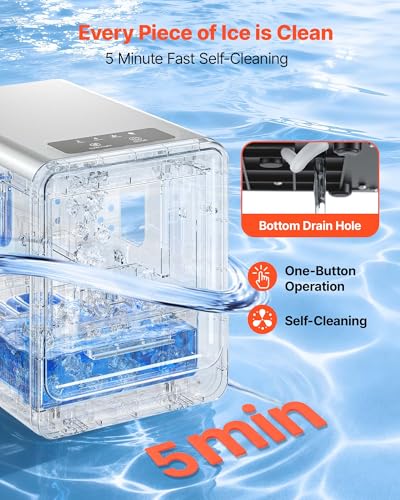 Image of VEVOR Countertop Ice Maker, 33 lbs per Day, Self-Cleaning Portable Machine with Scoop, Drawer-Style Ice Access, Nugget Ice-Making Machine with Chewable ICES for Home, Kitchen, Office, Bar & Party