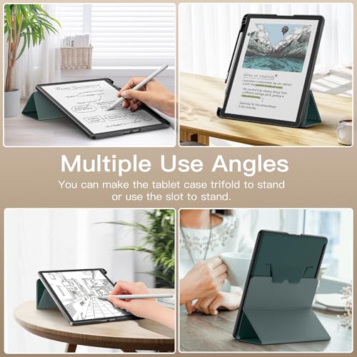 Image of MoKo Stand Case for 11 inch Kindle Scribe (3rd Generation -2025) & Kindle Scribe Colorsoft (1st Generation 2025) - Premium Leather Trifold Stand Cover with Pen Holder, Auto Sleep /Wake, Midnight Green