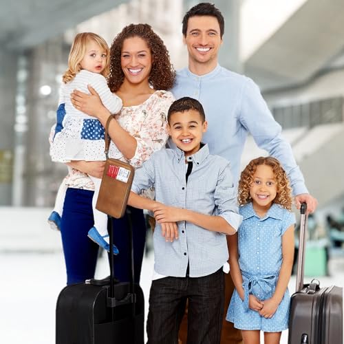 FINTIE Reisepass Tasche Familie Reiseorganizer, Wasserdicht Reisepasshülle Ausweistasche Dokumentee mit RFID Blockier für Damen und Herren (Braun)