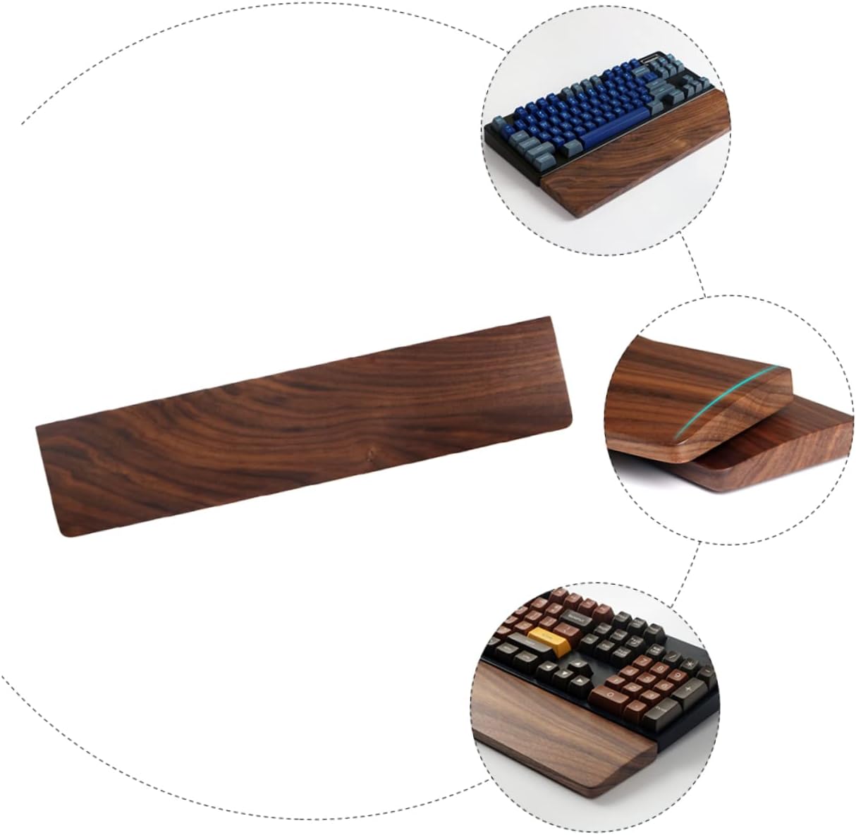 TEHAUX Ergonomic Keyboard Wrist Rest Pad Walnut Wood Desk Palm Rest Wrist Support for Typing Computer Accessory