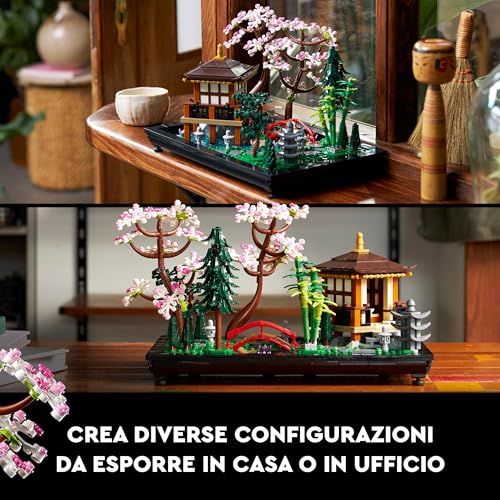 10315 Icons Il Giardino Tranquillo, Kit Giardino Botanico Zen per Adulti con Fiori di Loto, Regalo per Donna e Uomo Fan del Giardinaggio Giapponese, Decorazione da Scrivania Personalizzabile - Lego - Immagine 5