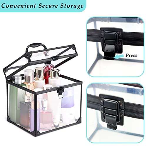 Pcbag Clear Makeup Train Case With Handle, Portable Cosmetics Tools Storage Organizer Box Waterproof Toiletry Travel Case For Bathroom Jewelry Accessories #TOP2